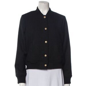 Rachel Zoe Womens Snap Front Baseball Bomber Jacket Black Size Medium NWT